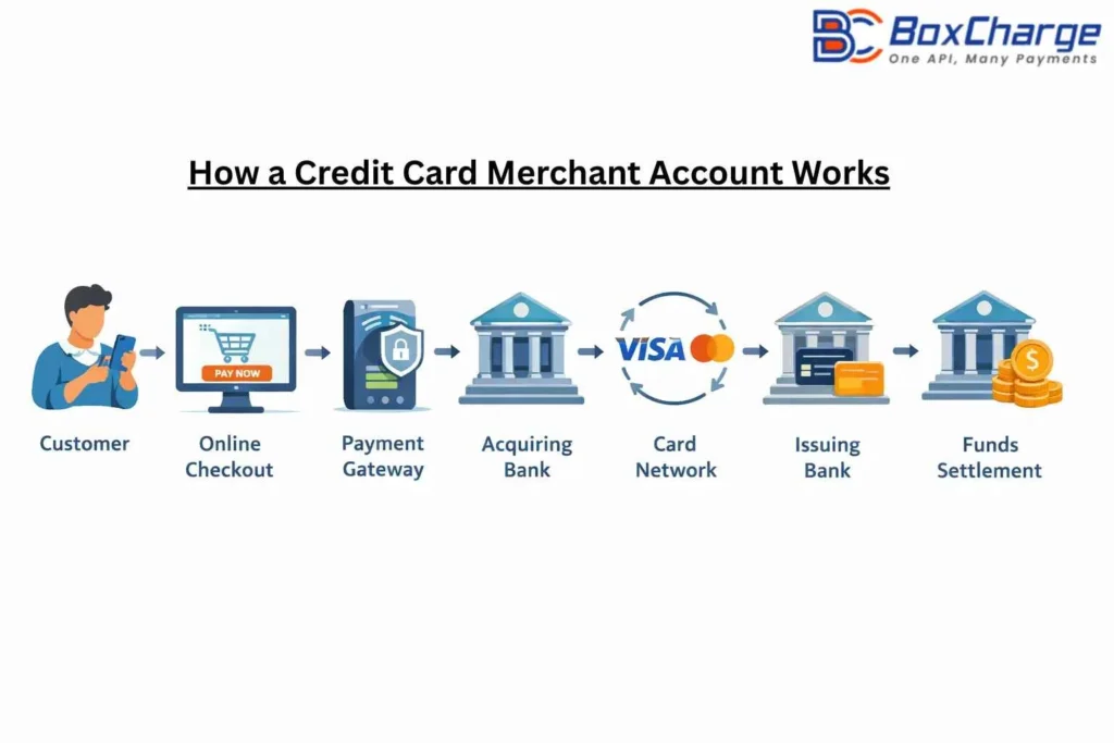 Credit card merchant account payment processing flow