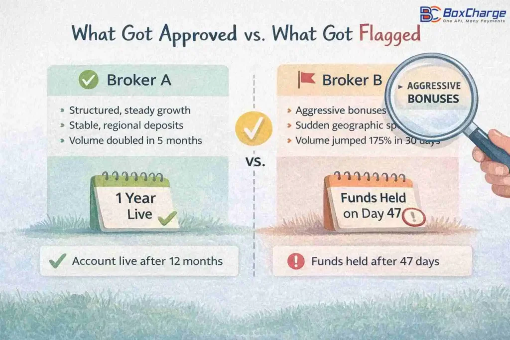 Forex merchant account risk model showing safe vs high-risk payment behavior in 2026
