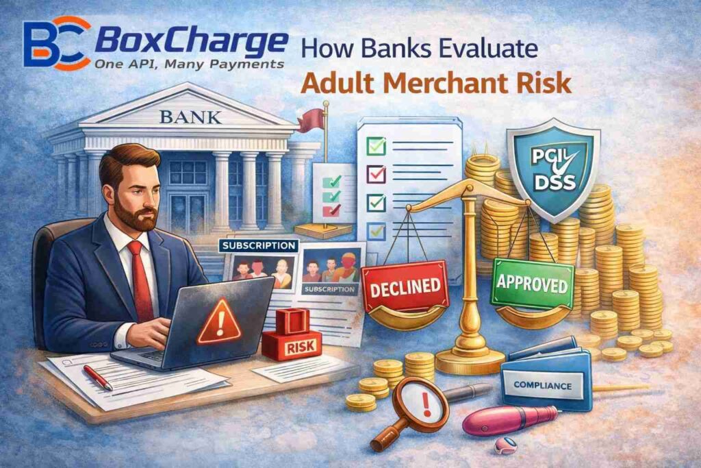 Adult merchant account risk evaluation process for adult business payment processing and high-risk merchant account approval.