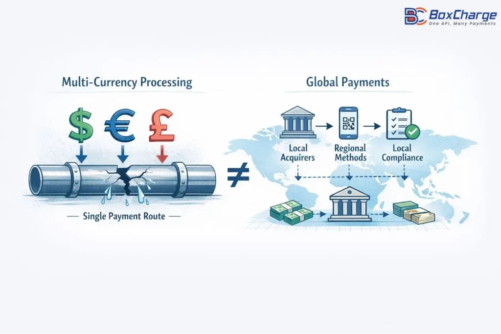 Multi-currency processing vs global payments comparison